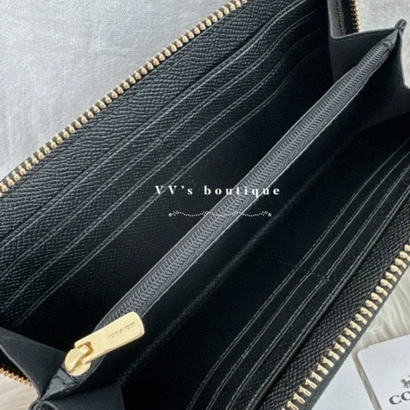 Coach Black Leather Clutch with Gold Logo - Picture 4 of 4